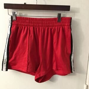 PINK Victoria Secret Spell Out Red Sparkle Track Short L Activewear Athleisure